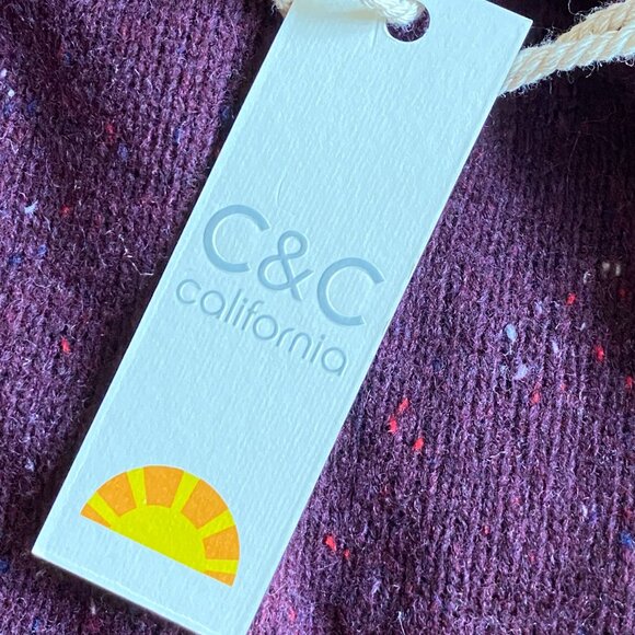 NWT C&C California Wool Turtleneck Sweater Sz L Burgundy Speckled Ski Cabincore - Picture 7 of 12